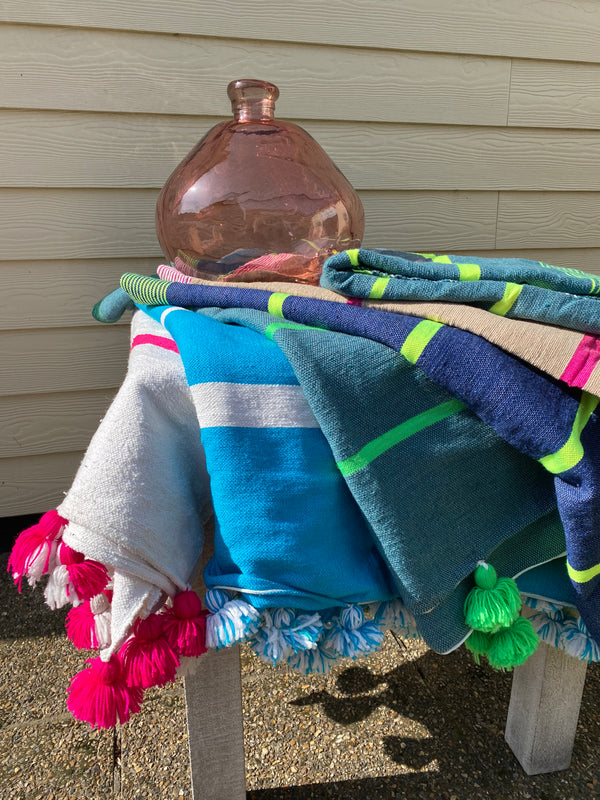 Handwoven Moroccan PomPom Blankets