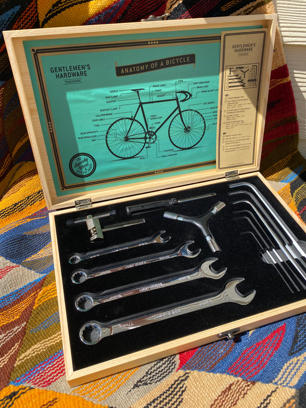 Bicycle Tool Kit with Wooden Box