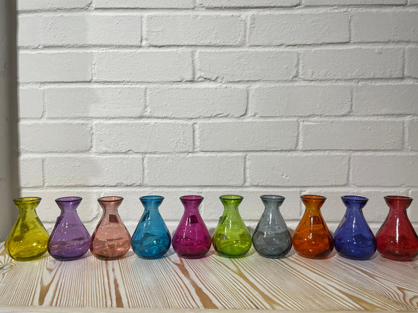 Jewel Coloured Recycled Glass Bud vases