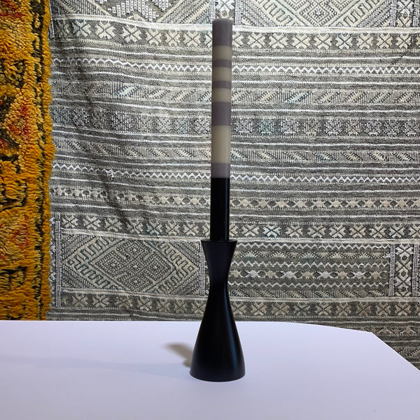 Wooden Candlestick - Medium - Jet Black